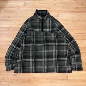 Men's John Wayne Stock & Supply XXL Green Plaid Quarter Zip Pullover